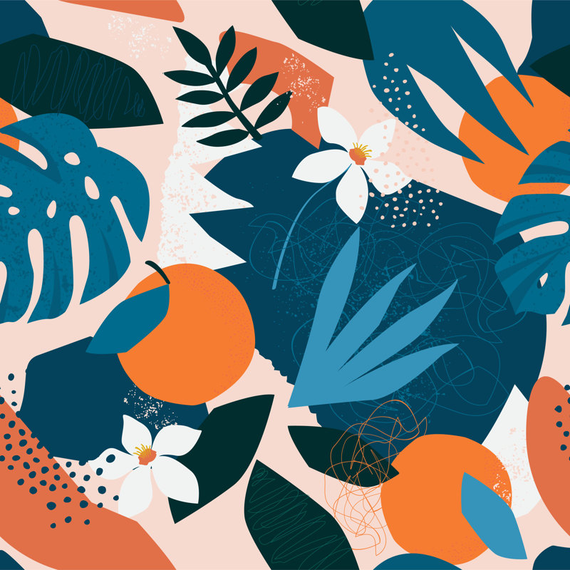 Exotic Jungle Illustration - Wrapped Canvas Print, 76cm H x 76cm W x 3.8cm D