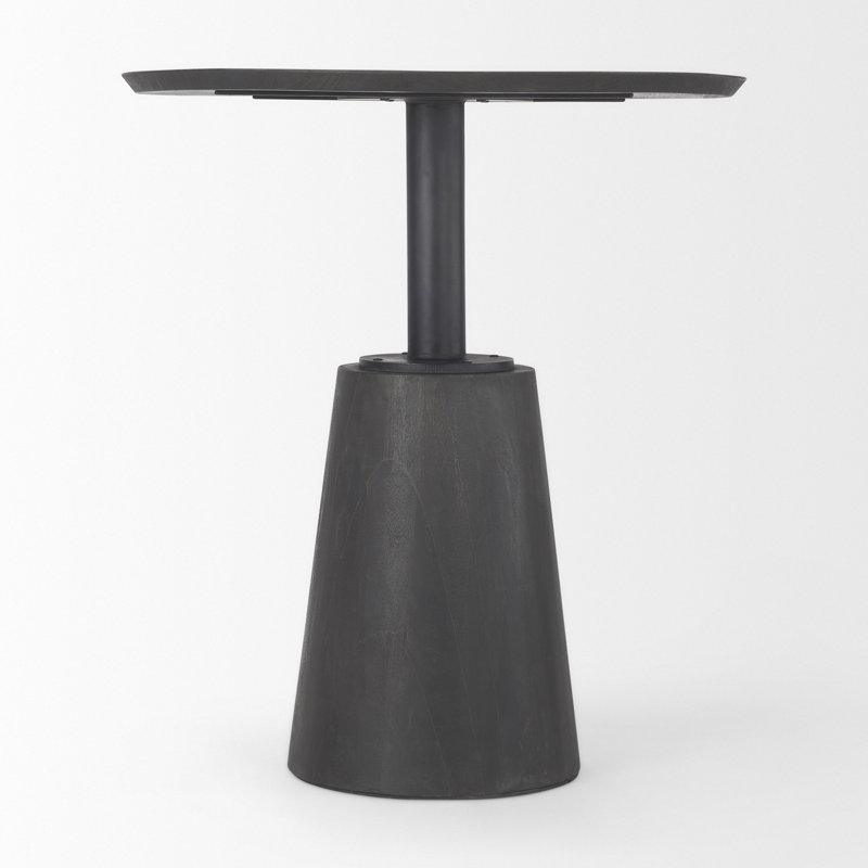 Round Metal Base Dining Table, Gray, Gray