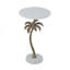 Table d'appoint ronde 14 po x 14 po x 24 po avec plateau en marbre blanc et palmier doré (table basse incluse)