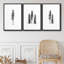 «Black and White Winter Pine Minimalist Modern», ensemble de 3 reproductions d'art encadrées sur toile-86651953-86680885
