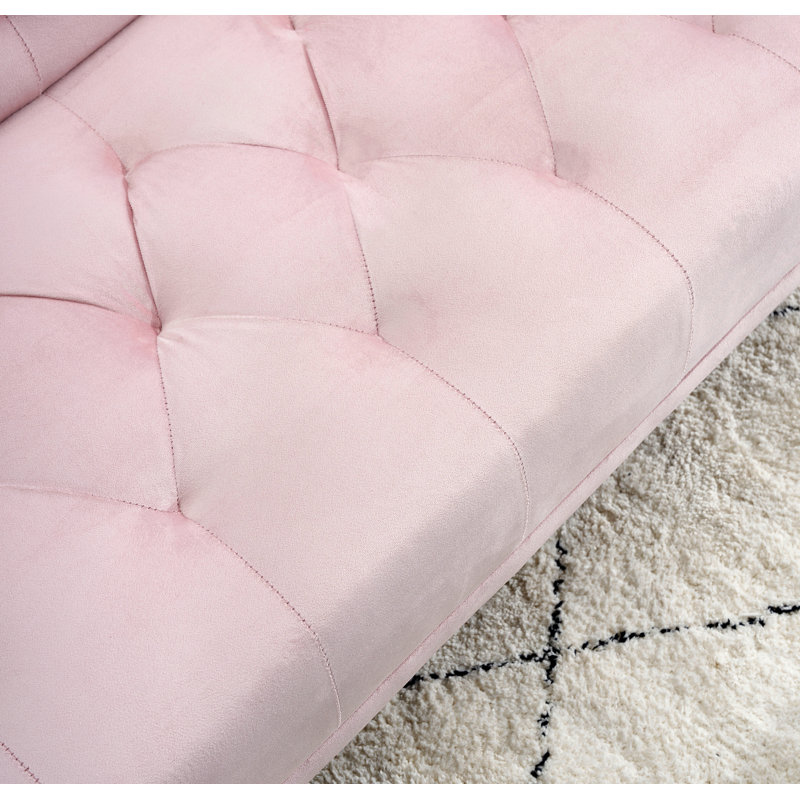 Twin 71'' Velvet Sofa, Pink Velvet