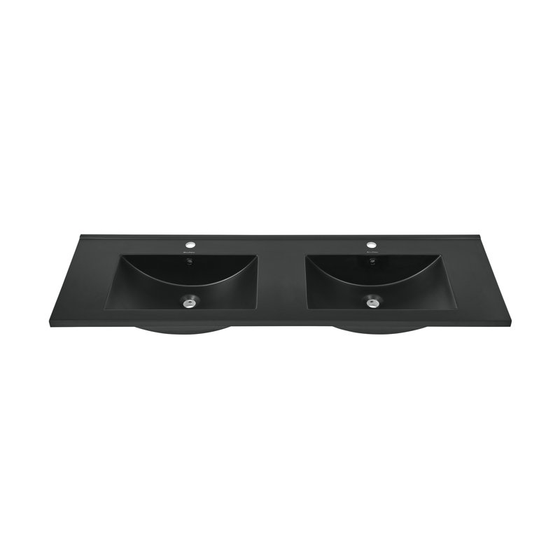 Lavabo de salle de bain 60 po en noir mat Swiss Madison, Noir mat, Simple