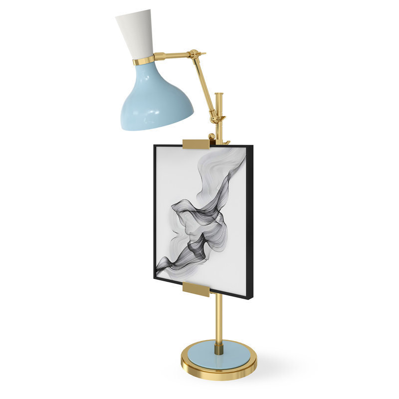 Lampe fantaisie Clare, Laiton moderne, Bleu bébé / lis