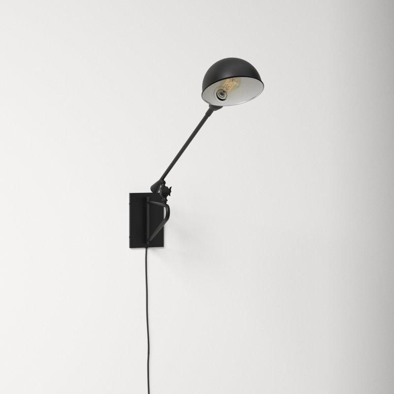 Arvis Single Light Iron Dimmable Plug-in Armed Sconce