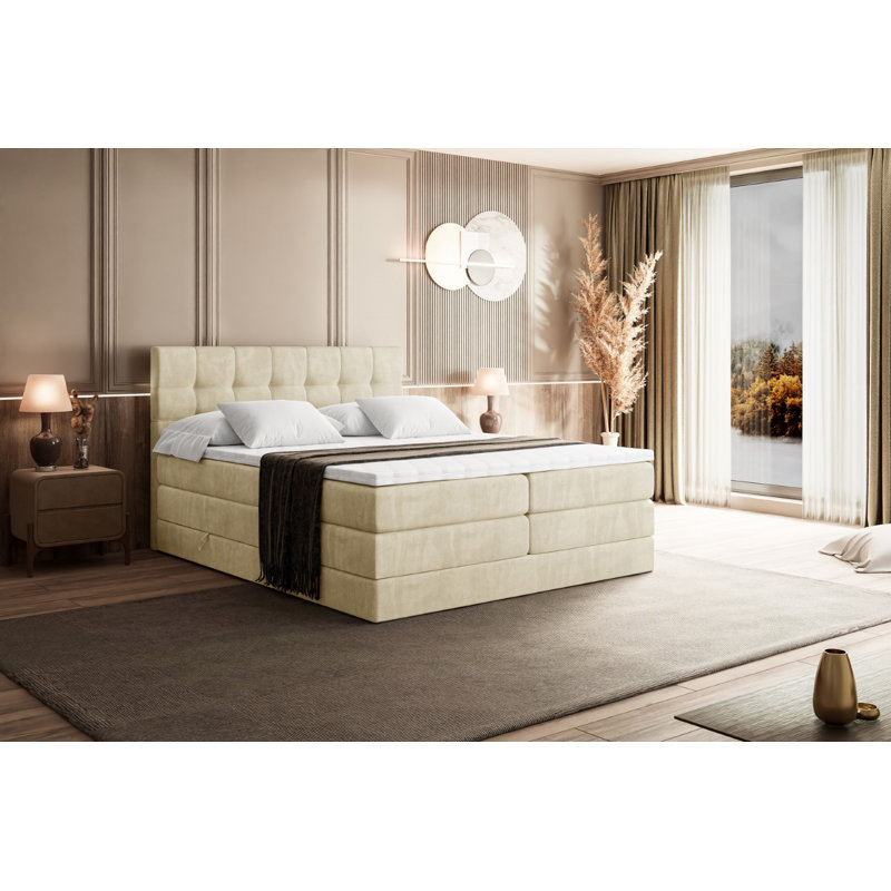 Fobbs Divan Bed with Mattress, 120cm W x 200cm D, Beige cream