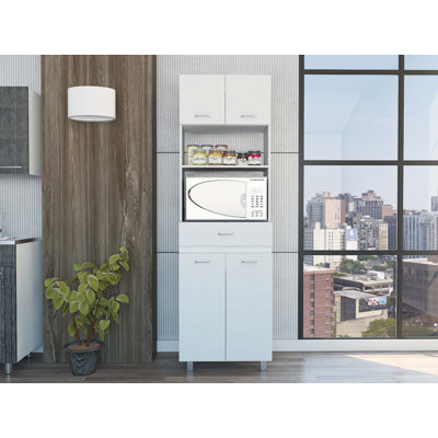 Pembrooke 2-Shelf 1-Drawer Microwave Pantry Cabinet