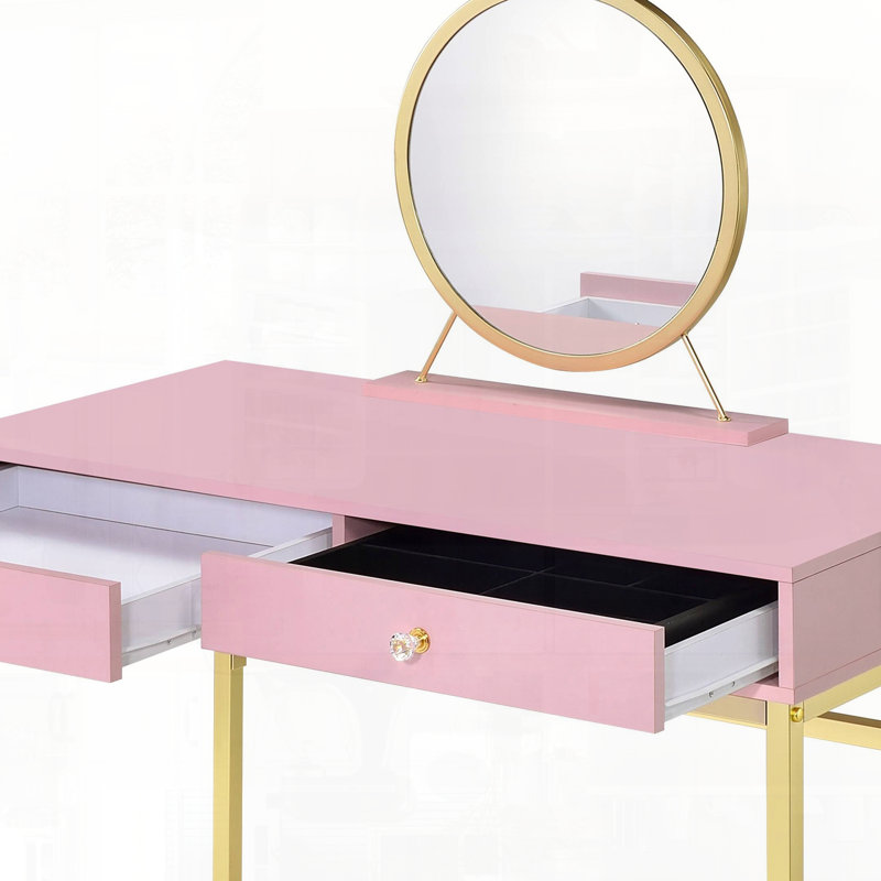 Bureau de coiffeuse avec miroir et plateau à bijoux au design élégant