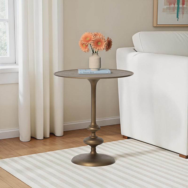 Aggie Tray Top End Table, Matte Brass