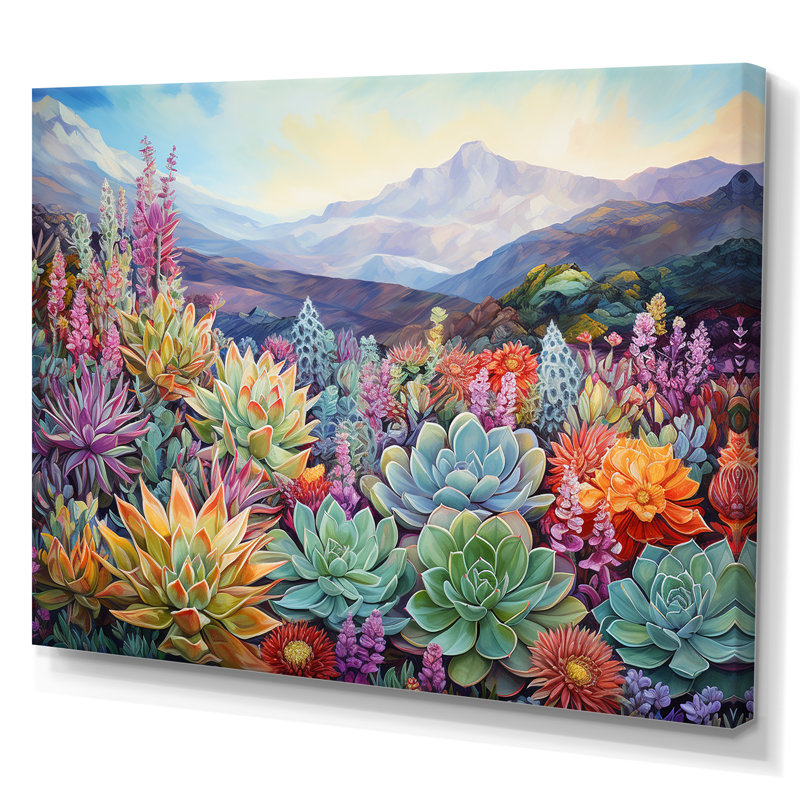 «Green Succulent Desert Charm I», reproduction sur toile, H 16 po x l 32 po x P 1 po, Toile tendue