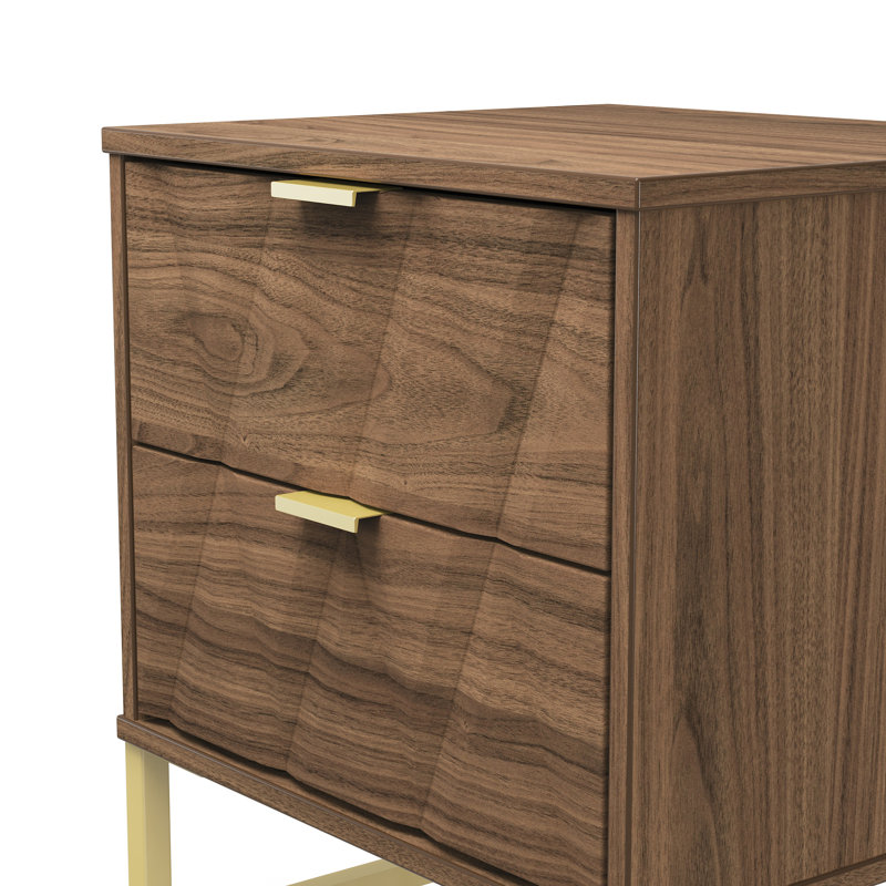 Baturhan 2 Drawer Bedside Cabinet (Ready Assembled), Carini Walnut