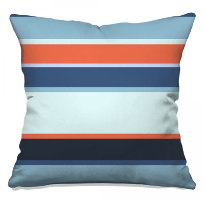 Blue Orange Stripes Double Sided Throw Pillows