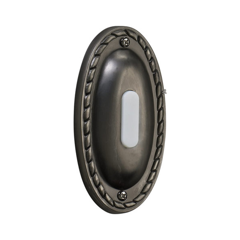 Bouton poussoir ovale dans un argent antique