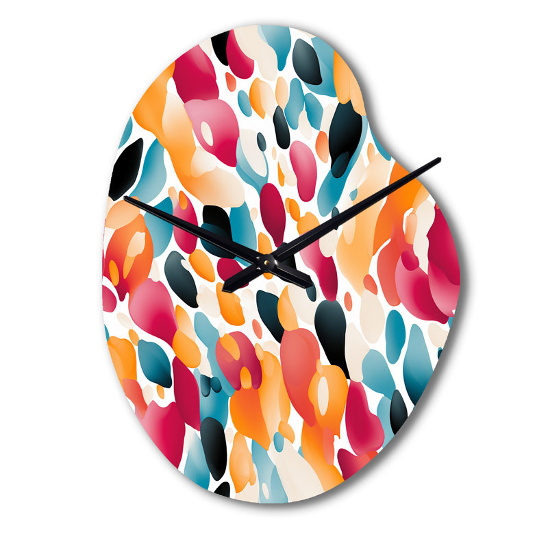 Pink And Blue Vibrant Abstract Wilderness - Pear Shape Large Purple Wall Clock Sculpture, Small