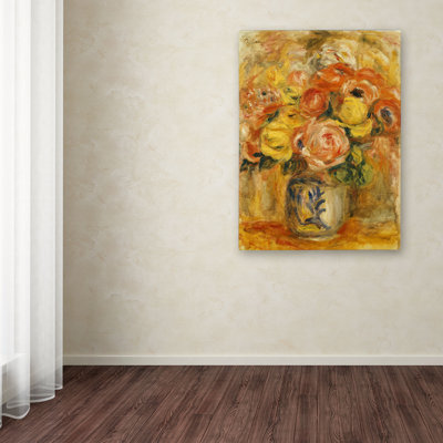 "Fleurs dans un vase bleu et blanc" par Pierre-Auguste Renoir - reproduction sur toile