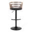 Tabouret de bar réglable Cosi Mid-Century moderne avec pivot en métal noir, bois gris clair et similicuir noir avec repose-pieds arrondi en T par Lumisource - ensemble de 2-1292089887