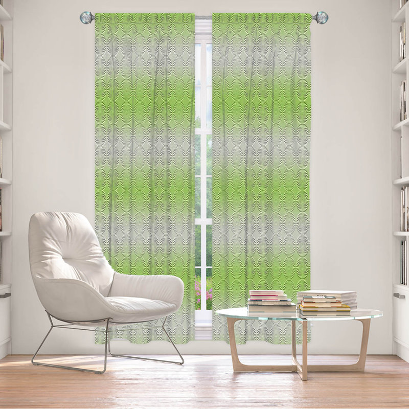 Paire de rideaux obscurcissant en polyester Wanne, Gris/vert, L 20 po x L 82 po