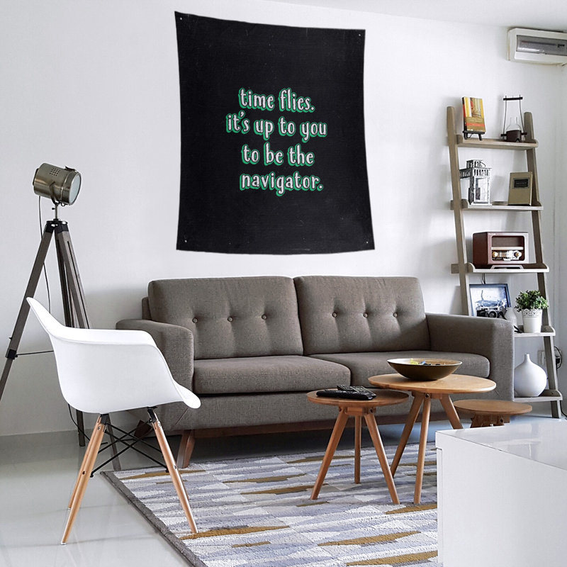 Tapisserie tableau noir en polyester time quote, H 27,5 po x l 37,5 po, Vert