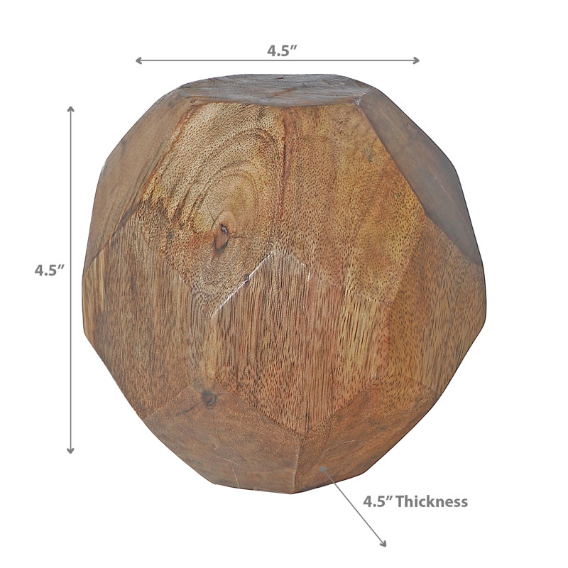 Petite boule décorative en bois de manguier, H 5 po x l 5 po x P 5 po