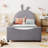 Upholstered Daybed With Rabbit Ear Shaped Headboard-1512888249