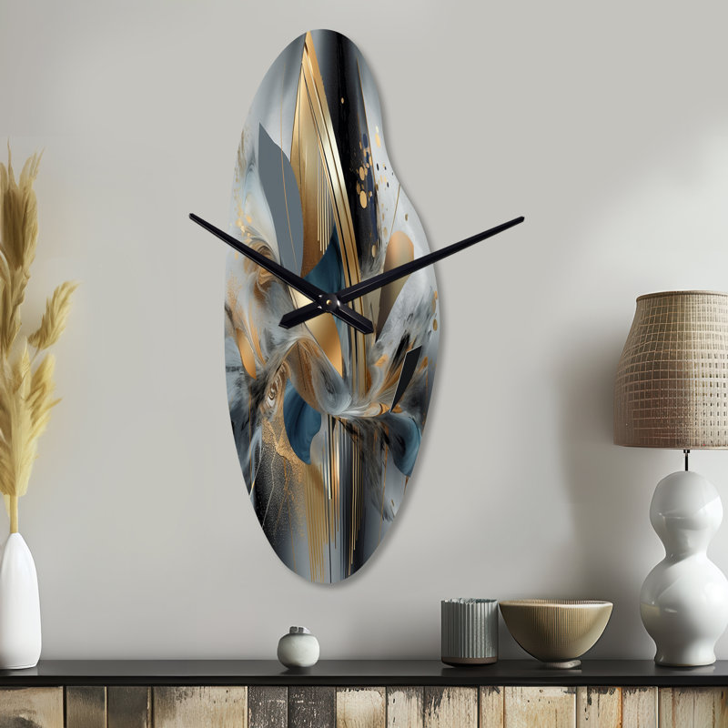 Horloge murale incurvée en marbre Soft Soft Marble Abstract II, Médium