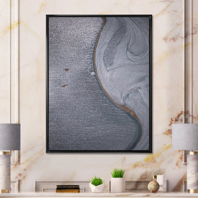 «Golden On», art liquide sur fond gris Ripples IV - art mural moderne sur toile