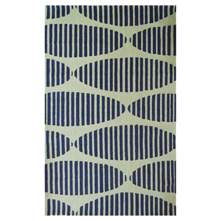 Tapis décoratif vert à motif géométrique crochetés, Rectangle 5 pi x 7 pi