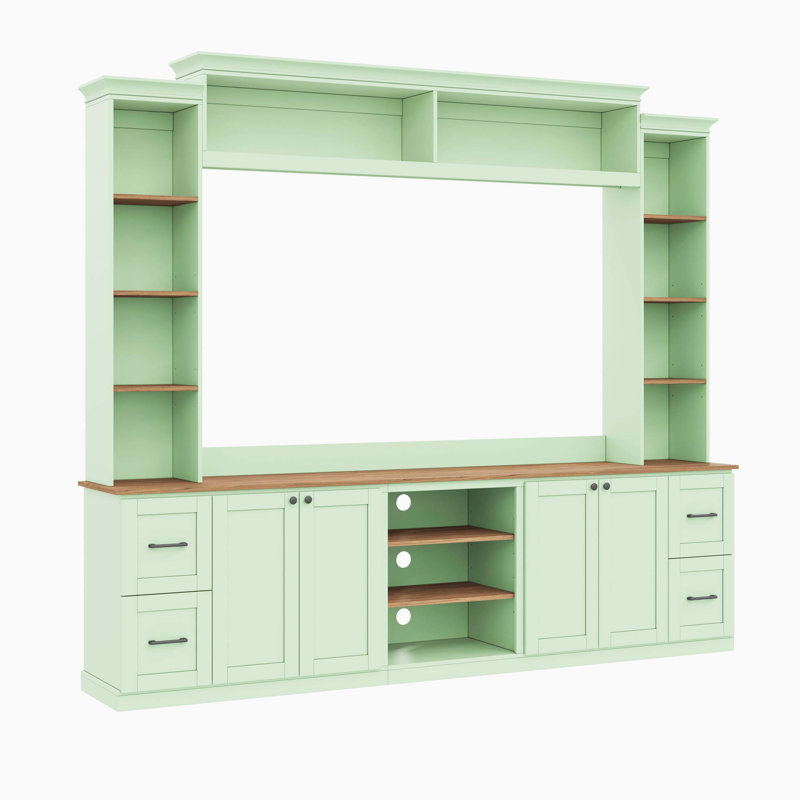 Meuble audio-vidéo mural tout-en-un Retro Farmhouse, Mint Green