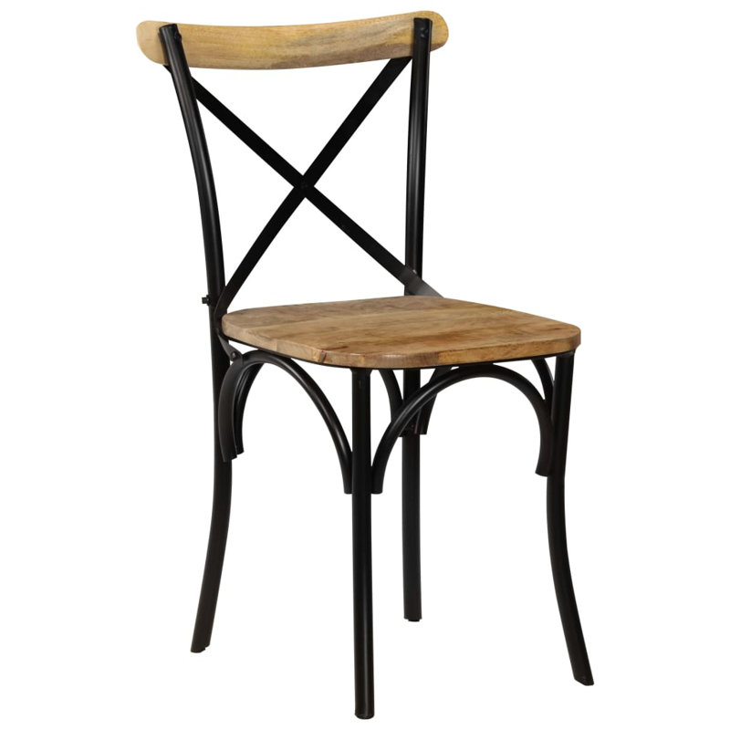 Cross Chairs Solid Mango Wood, Black/Brown, 2