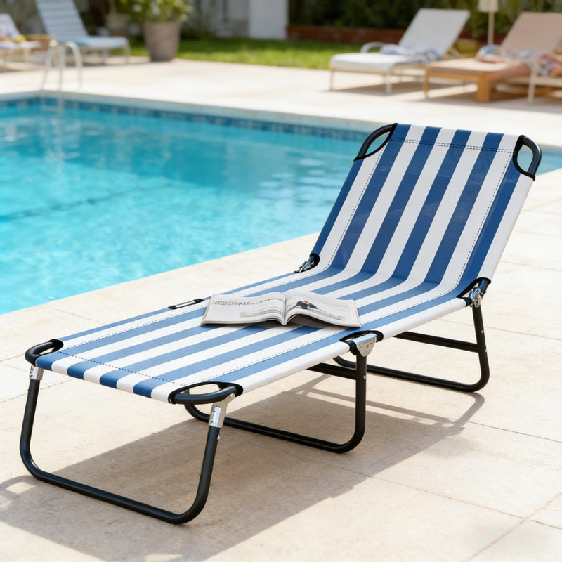 Chaise longue de camping, chaise de bronzage pliante moderne, chaise longue d'extérieur