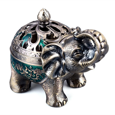Metal Backflow Incense Holder Elephant Cone Incense Burner Candle Holder with Lid