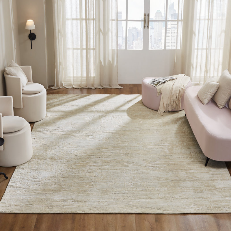 Tapis ivoire tissé à la main Kaiser, Rectangle 8 pi 6 po x 11 pi 6 po