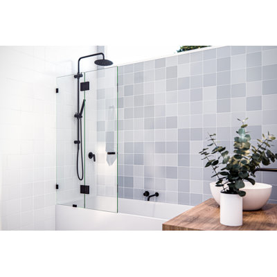 Porte de baignoire à charnière en verre sans cadre l 34 po x H 58,25 po