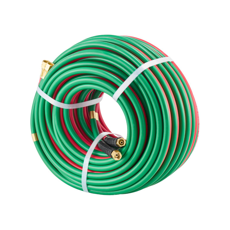Oxygen Acetylene Hose, 1/4-Inch X 100FT Oxy Acetylene Hose With 9/16"-18 B Fitting, 300PSI T Grade Welding Cutting Torch Twin Hose, Compatible With Oxygen, Acetylene, Propane And Other Fuel Gases