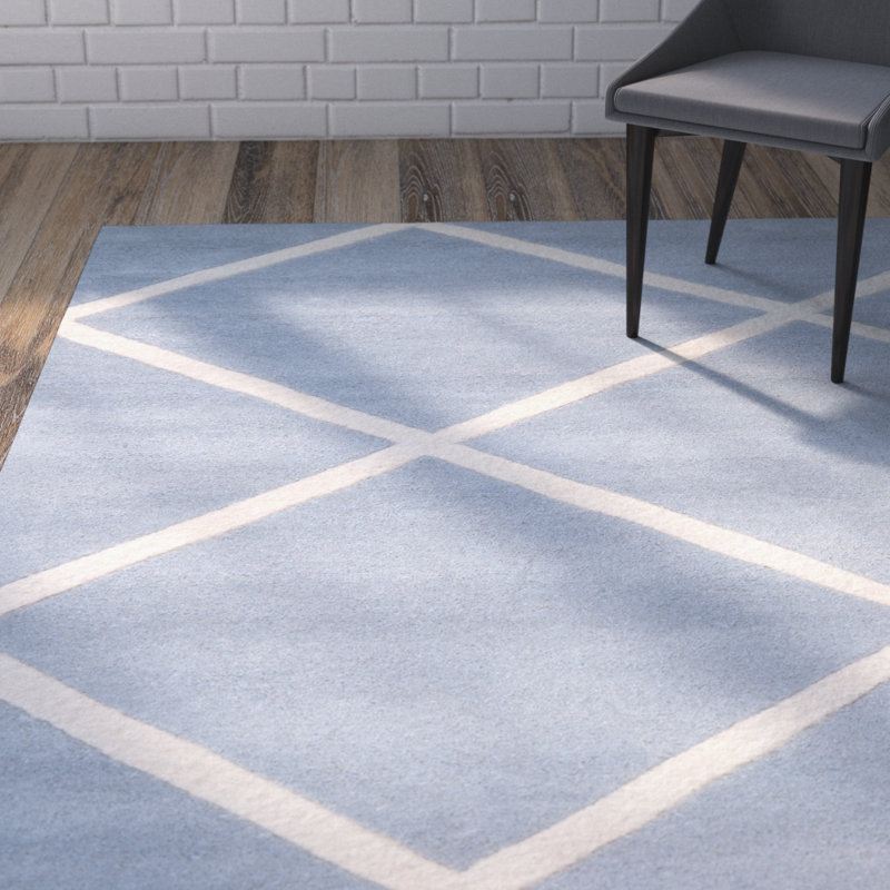 Kemp Geometric Wool Hand Woven Area Rug, Rectangle 122 x 183 cm