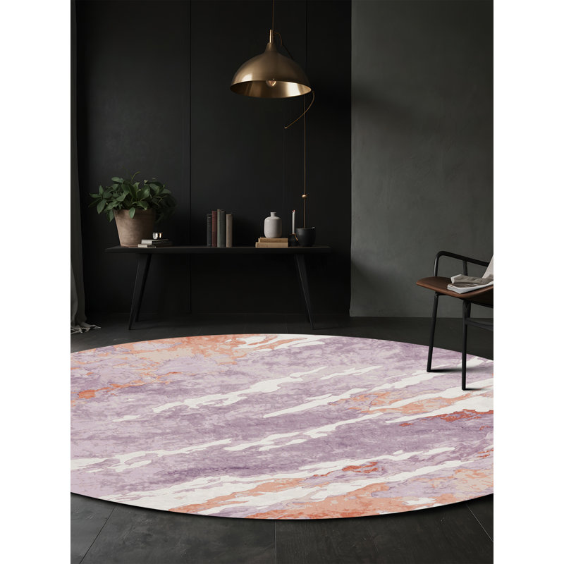 Machine Washable Beige Area Rug, Round 7'