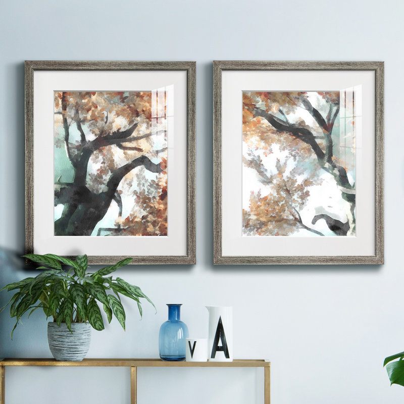Fall Tree I - ensemble de 2 reproductions d'art sur toile encadrées