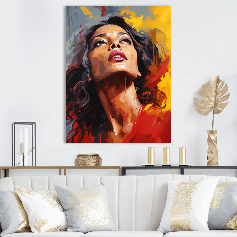 Portrait de Pop art bordeaux bourgogne - célébrités_105713, H 44 po x l 34 po x P 1,5 po, Toile tendue