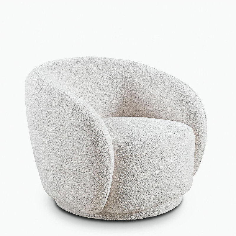 Fauteuil d'appoint pivotant, fauteuil demi-tonneau rembourré en tissu Boucle, canapé simple avec accoudoirs simples pour le salon