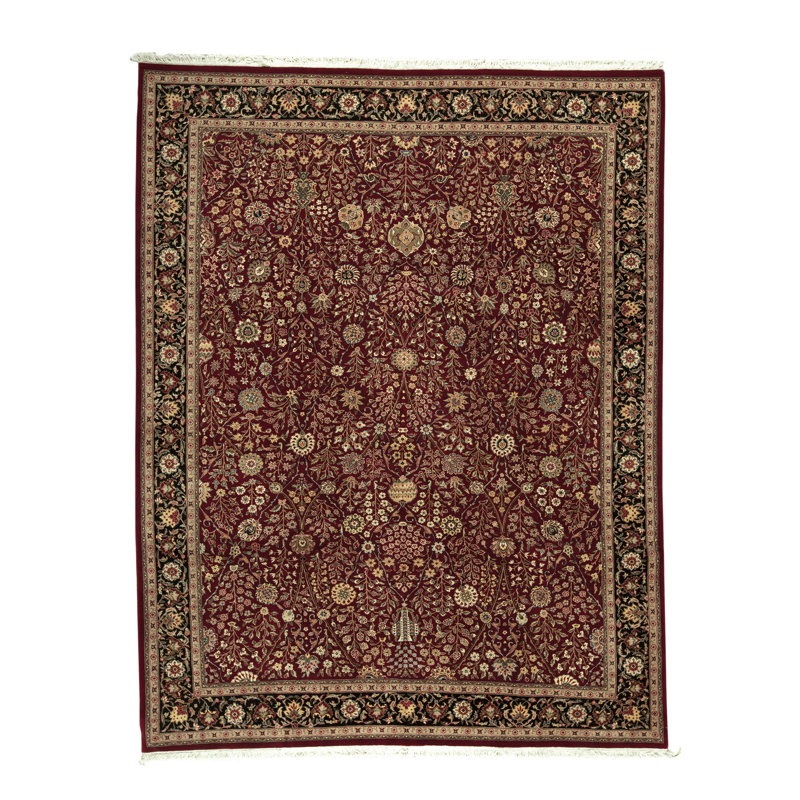 Tapis vin et bleu marine de haute qualité noué à la main