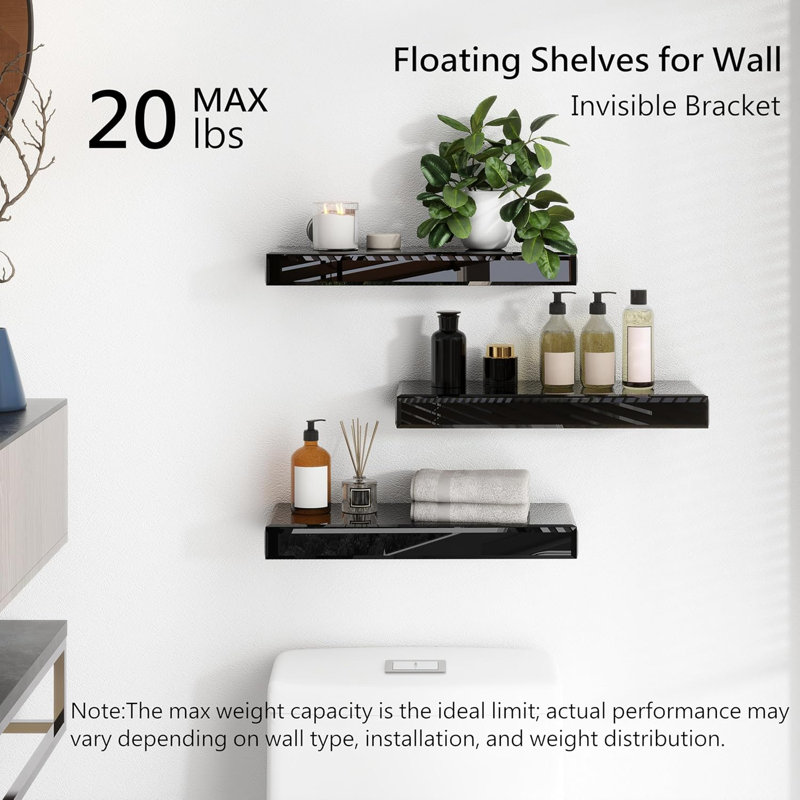 Tablettes flottantes en verre pour mur