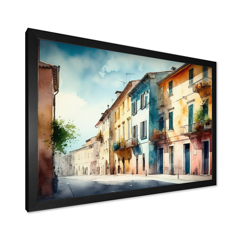 «Blue Town», petite ville en Italie, reproduction d'art sur toile, Cadre photo noir, H 12 po x l 20 po x P 1 po