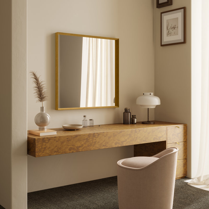 Nakira Solid Wood Rectangle Wall Mirror, Yellow