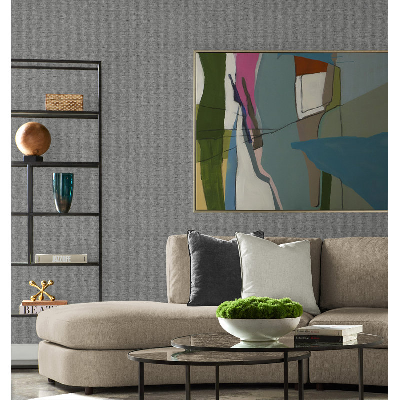 Abstract Vinyl Metallic Wallpaper Double Roll, Coal