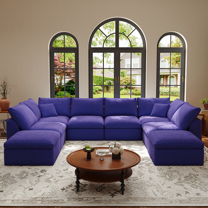 Canapé modulaire surdimensionné en U à 8 places 196,8 po avec repose-pieds et 8 repose-pieds 196,8 po