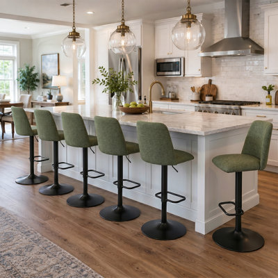 Swivel Upholstered Adjustable Round Base Counter Stool (Set of 6)