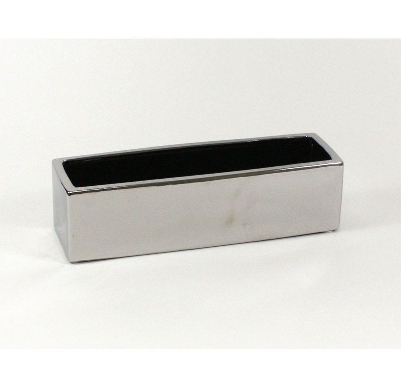 Luz Ceramic Table Vase, Silver, 4" H x 14" W x 4" D