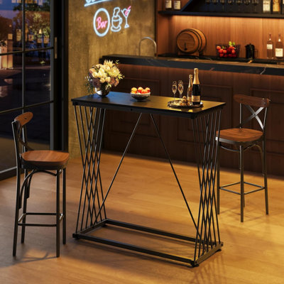  Table de bar, table rectangulaire à hauteur de comptoir de 36 po avec plateau en grain de bois, tables de bar multifonctionnelles et table de vestibule pour la cuisine, la salle à manger et le salon