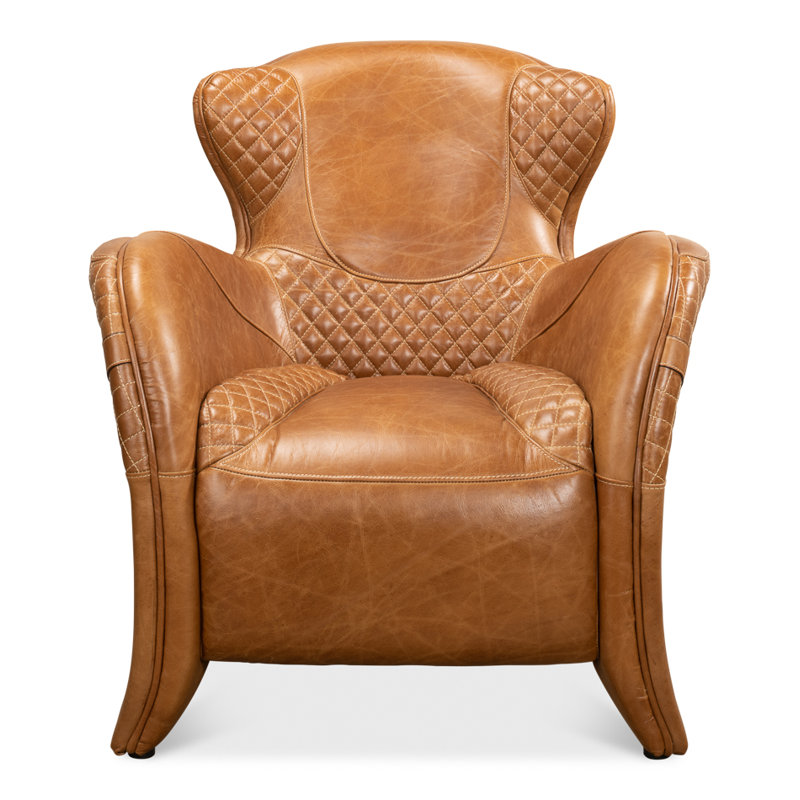 Hera Armchair, Light Brown Genuine Leather