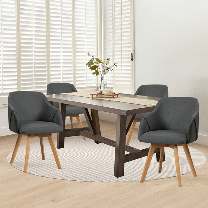 Swivel Linen Modern Upholstered Back Dining & Side Chair, Grey