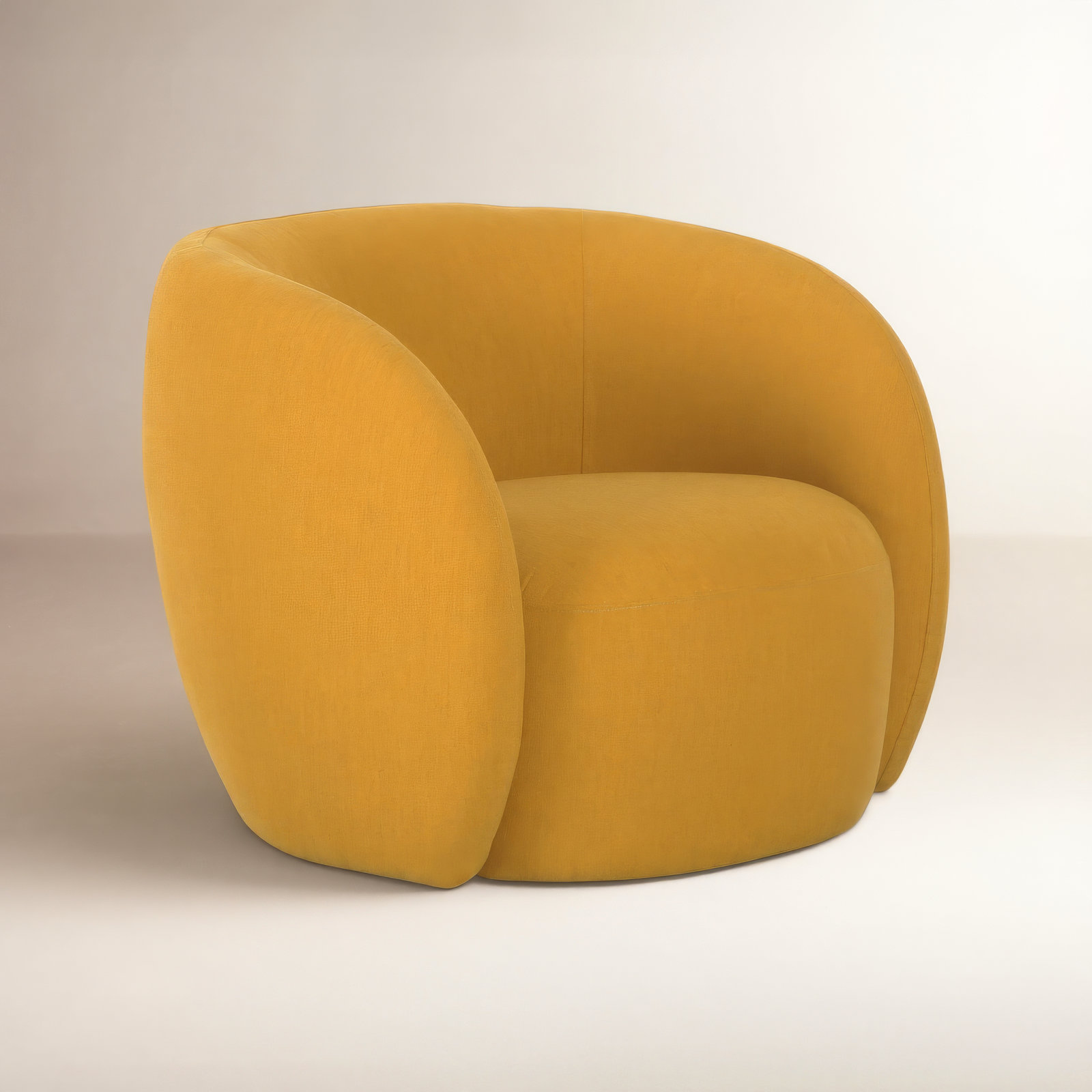 Millen Upholstered Barrel Chair, Deep Yellow Performance Basketweave
